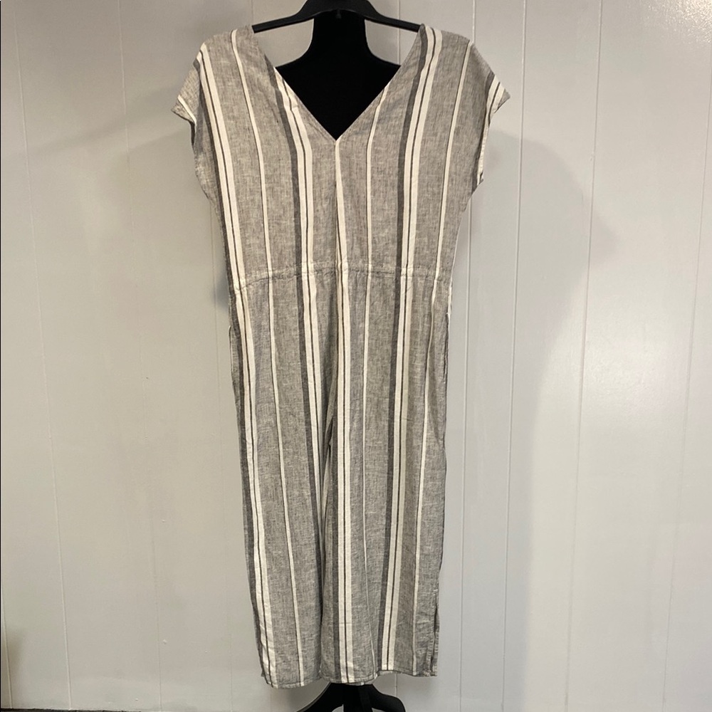Anthropologie Cloth & Stone Jumpsuit Romper Linen Striped Cottage Beachy Medium - Picture 7 of 13
